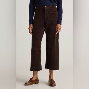 Organic Stretch Corduroy Cropped Wide Leg Pants in Espresso